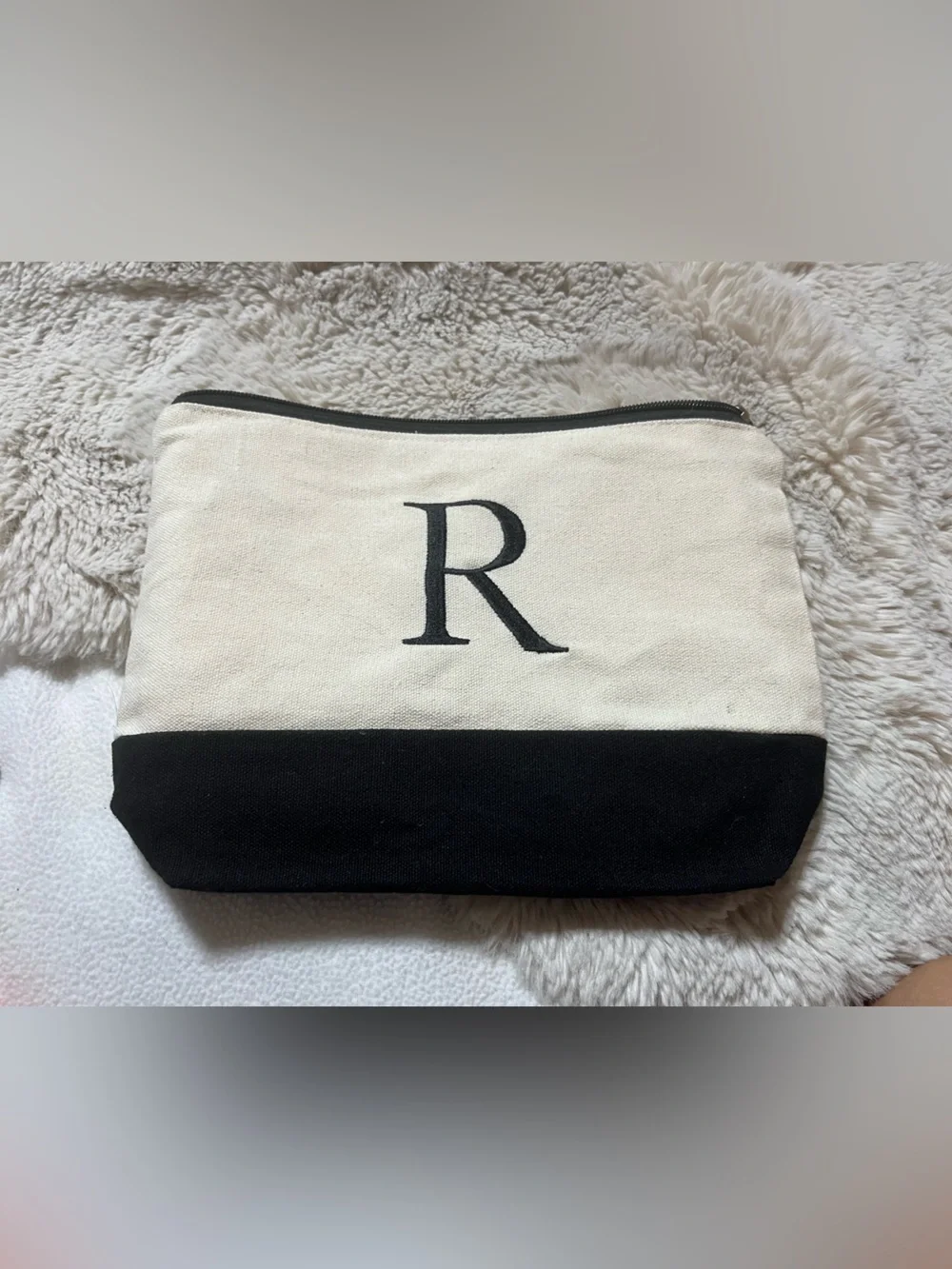 Canvas Monogram Pouch with Black Accent - 'R'